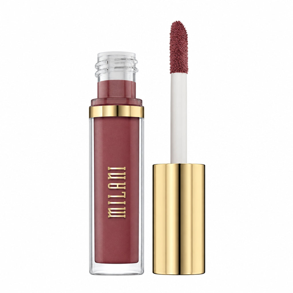 Makeup Revolution lip product with applicator on a white background