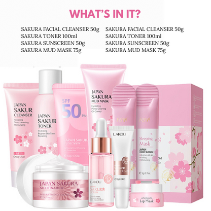 Sakura Skincare Set – 10 or 7 pcs Complete Facial Kit