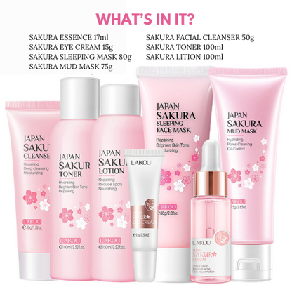 Sakura Skincare Set – 10 or 7 pcs Complete Facial Kit