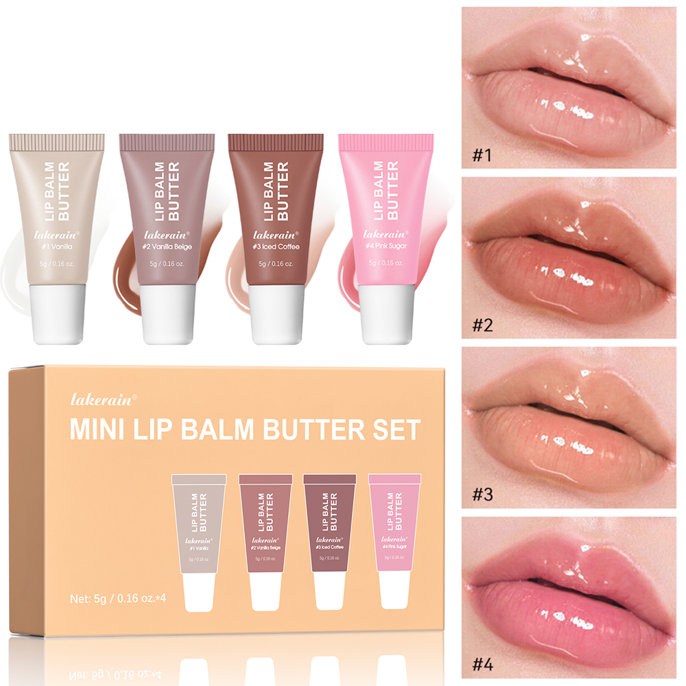 Lakerain Mini Lippenbalsem Butter Set | 4 Glanzende Lippenbalsems