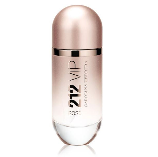 Perfume bottle labeled '212 VIP Rose' on a white background