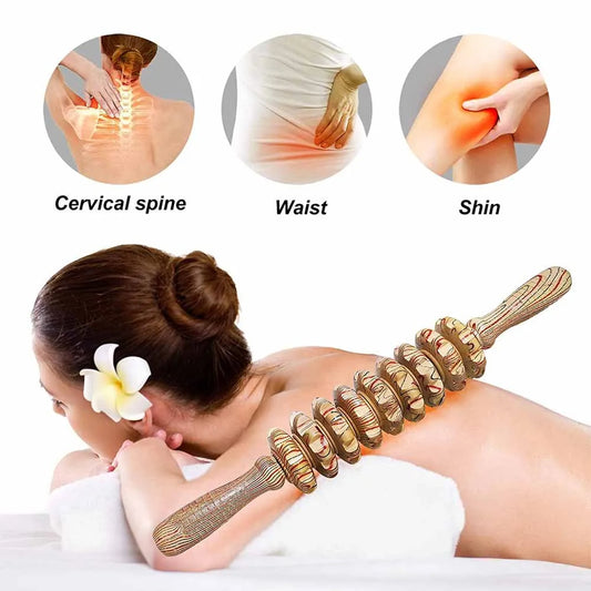9-Roller Wooden Massage Stick