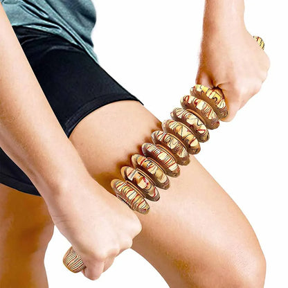 9-Roller Wooden Massage Stick