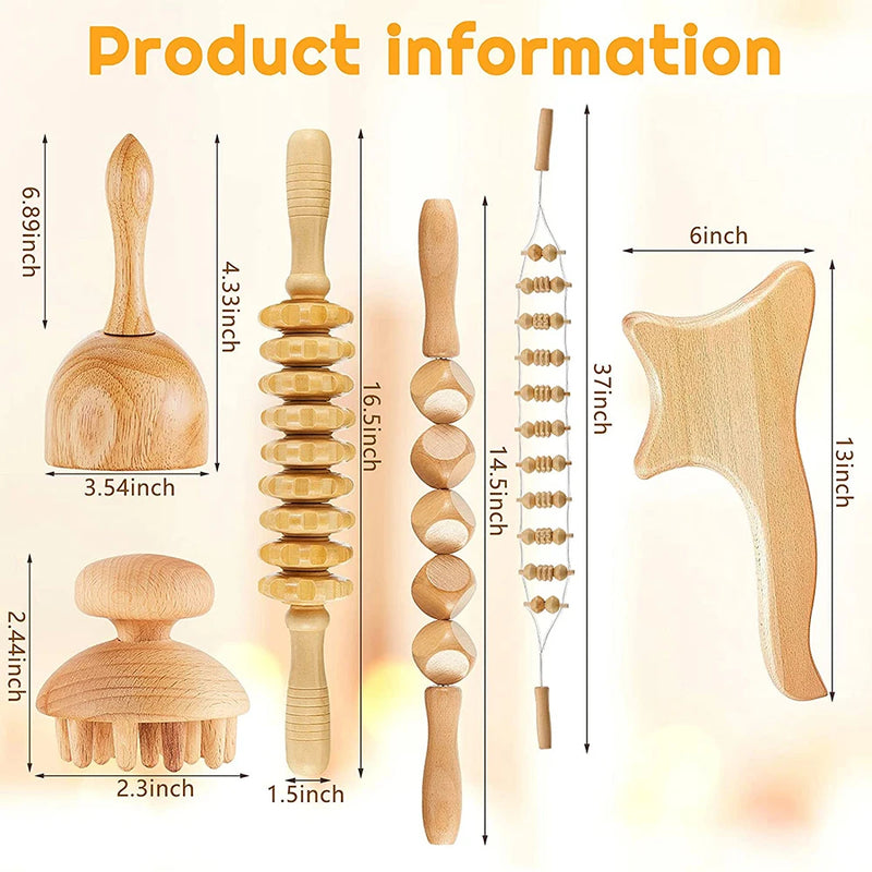 Wooden Therapy Massage Set – Lymphatic Drainage