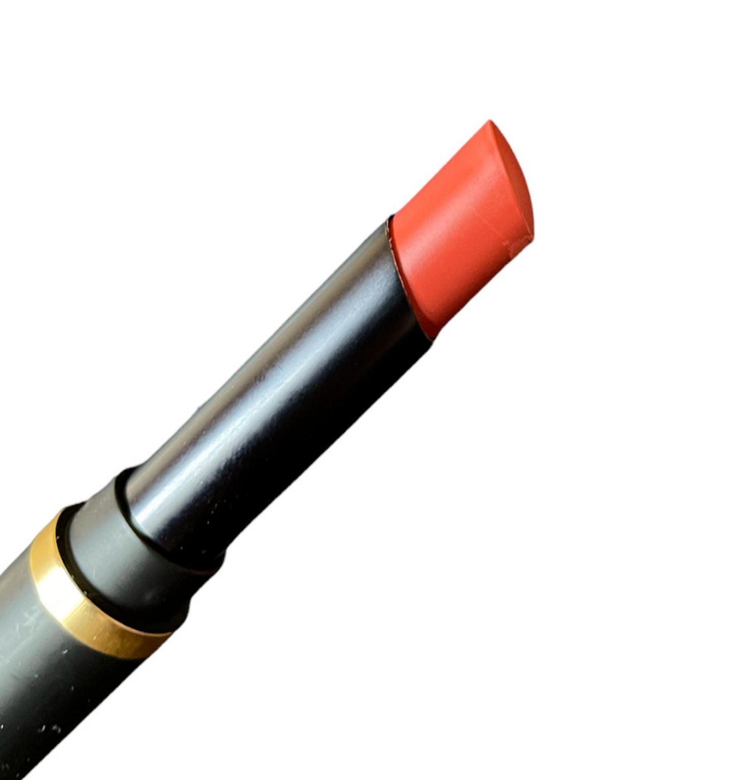 Lipstick with red cap and black body on a white background