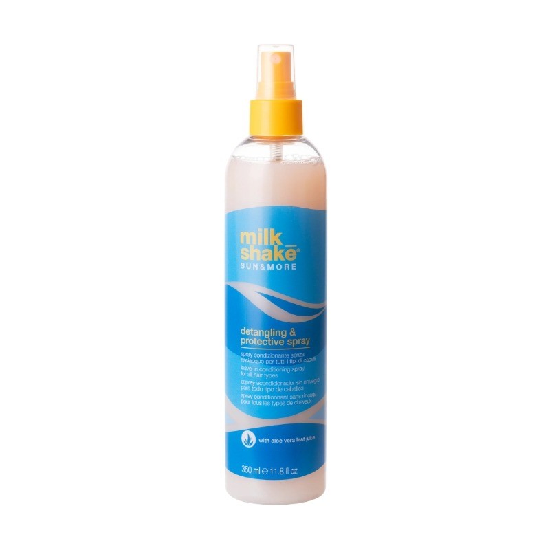 Milk Shake Sunnyside detangling and protective spray bottle on a white background