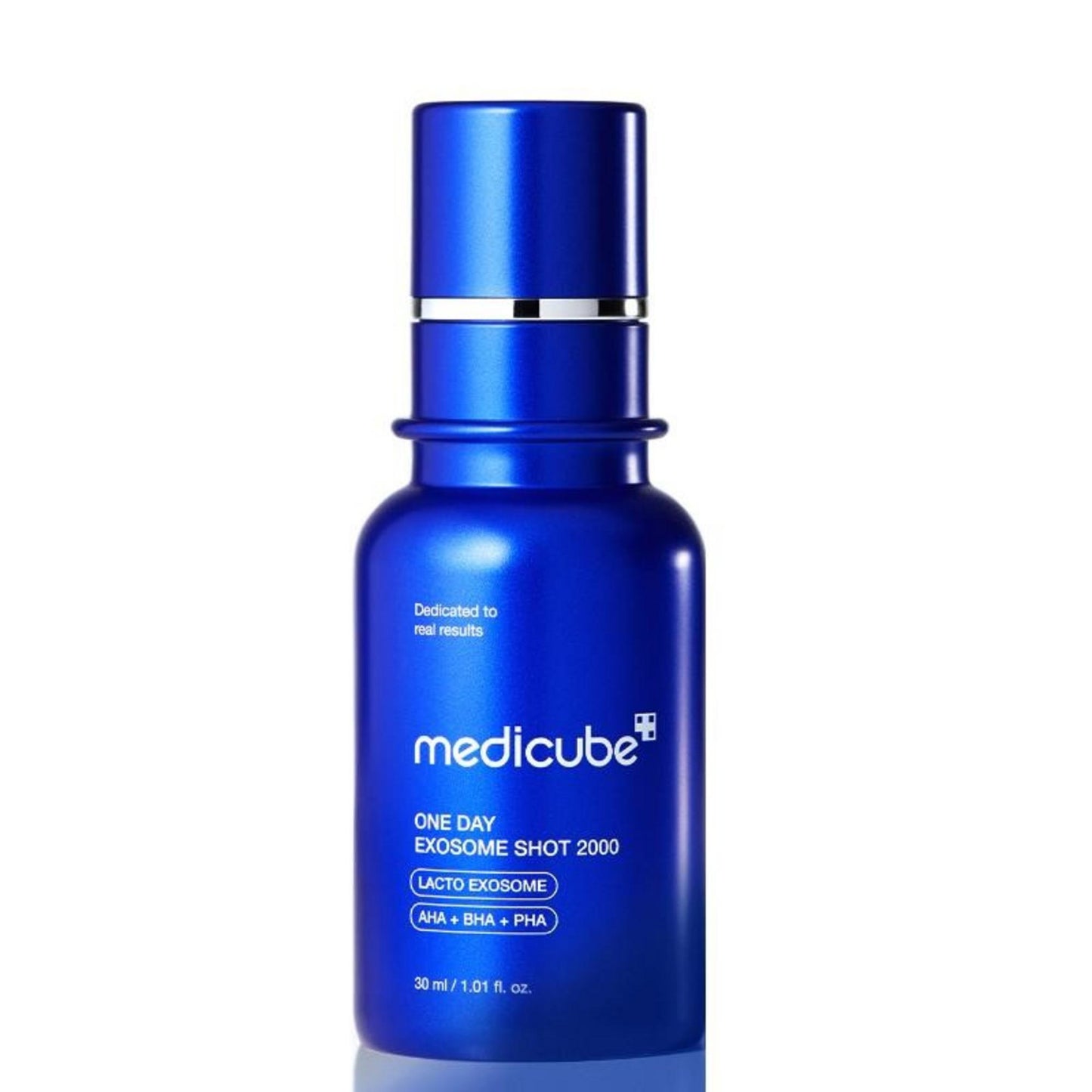 Blue bottle with Medicube branding on a white background