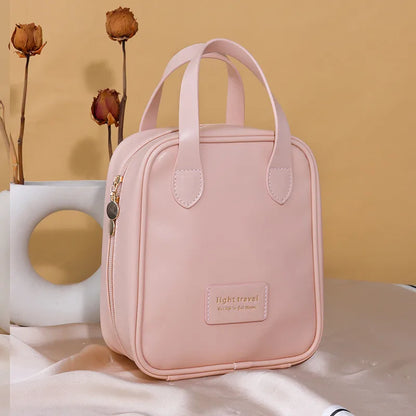 Portable cosmetic storage bag PU leather