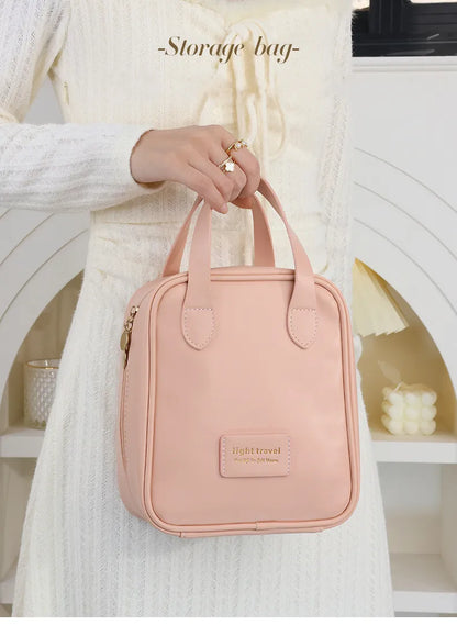 Portable cosmetic storage bag PU leather