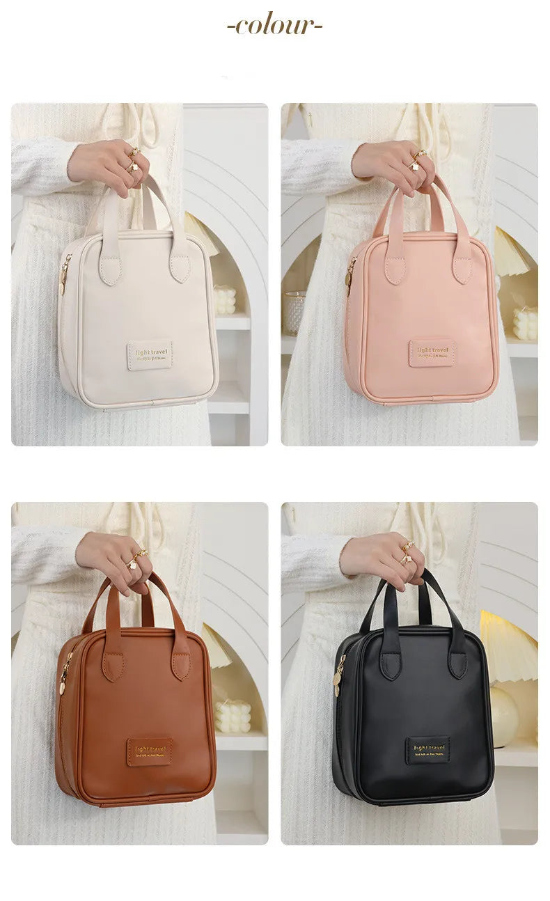 Portable cosmetic storage bag PU leather