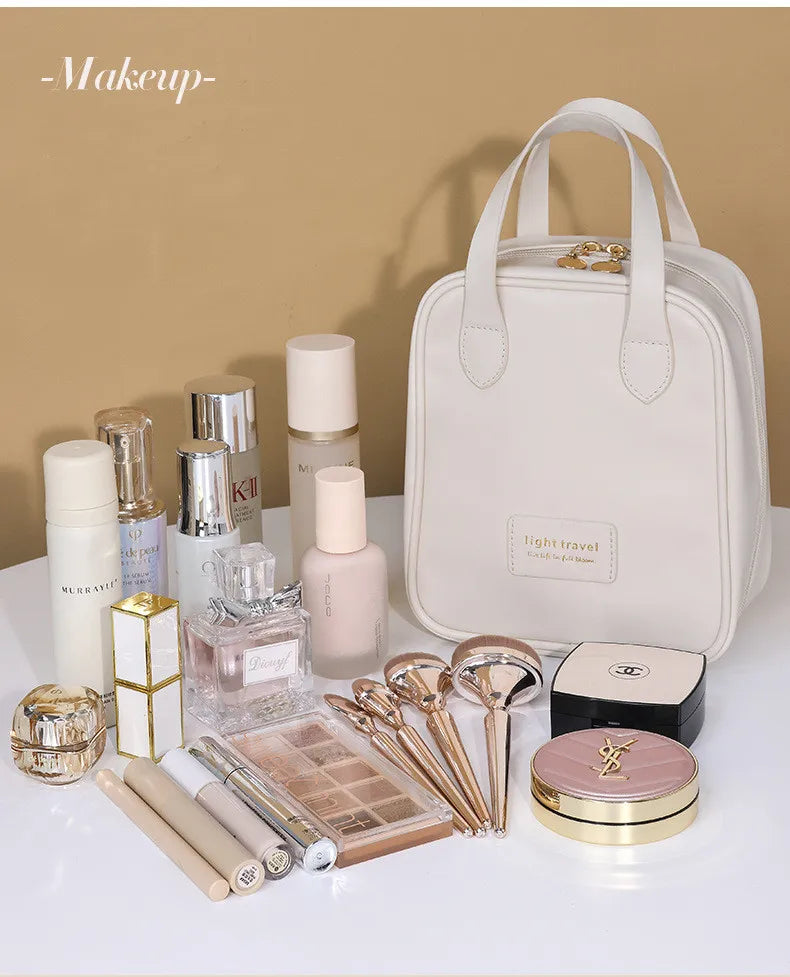 Portable cosmetic storage bag PU leather