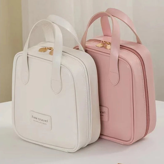 Portable cosmetic storage bag PU leather