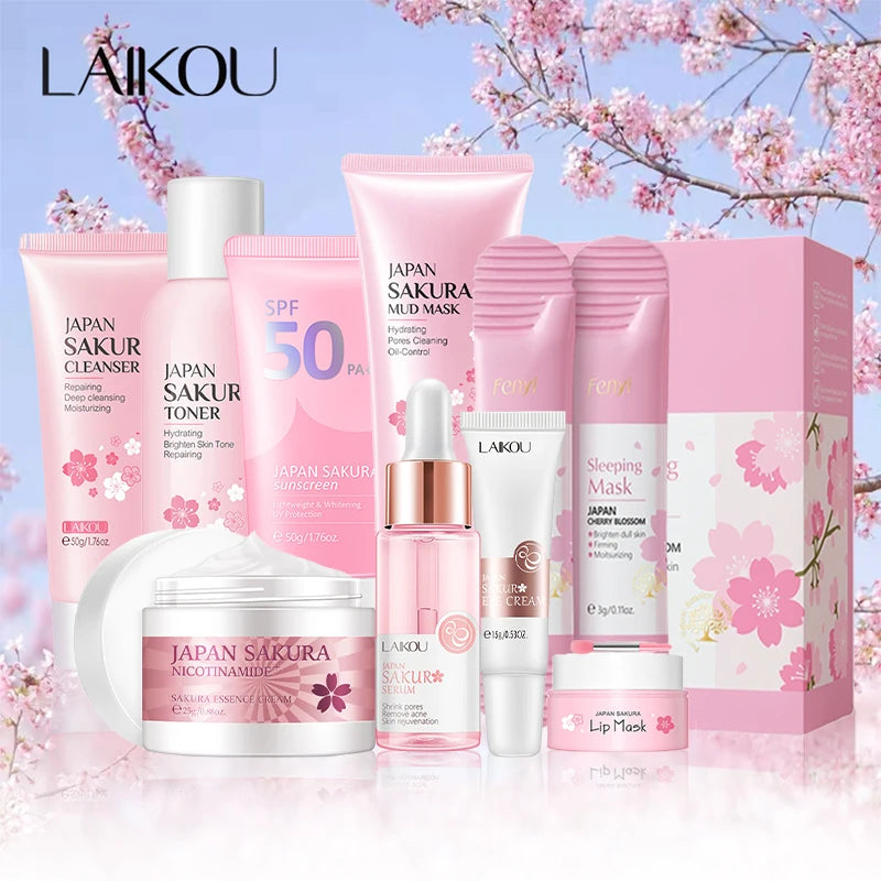 Sakura Skincare Set – 10 or 7 pcs Complete Facial Kit