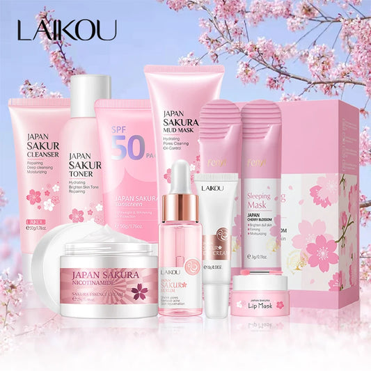 Sakura Skincare Set – 10 or 7 pcs Complete Facial Kit