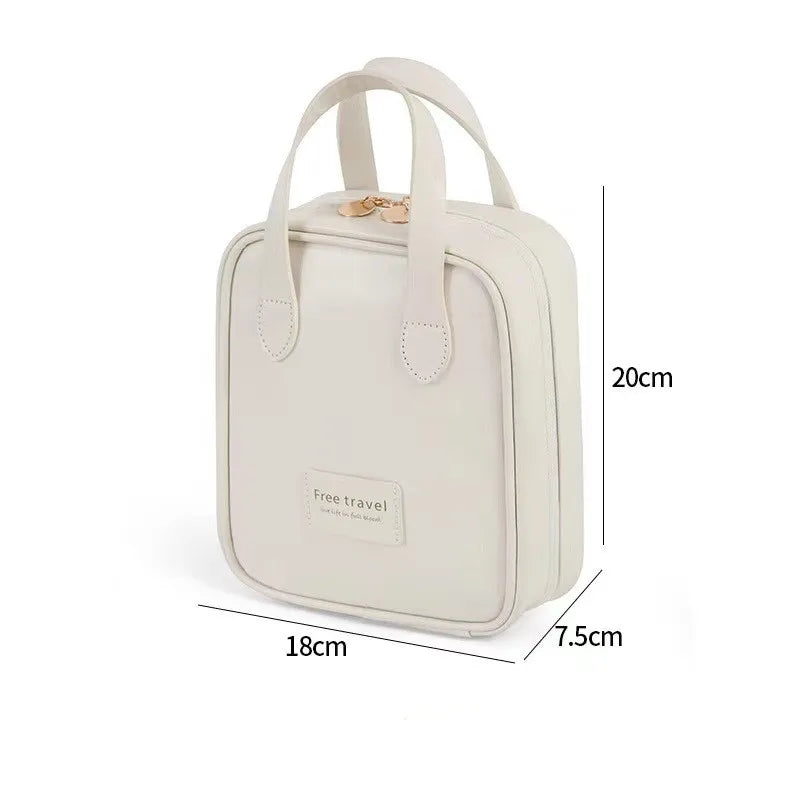 Portable cosmetic storage bag PU leather