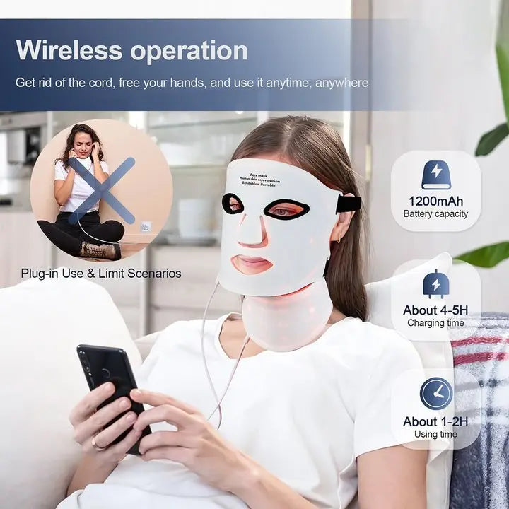 Silicone LED Mask with Neck Therapy