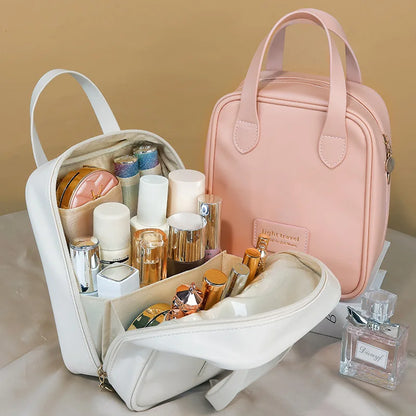 Portable cosmetic storage bag PU leather