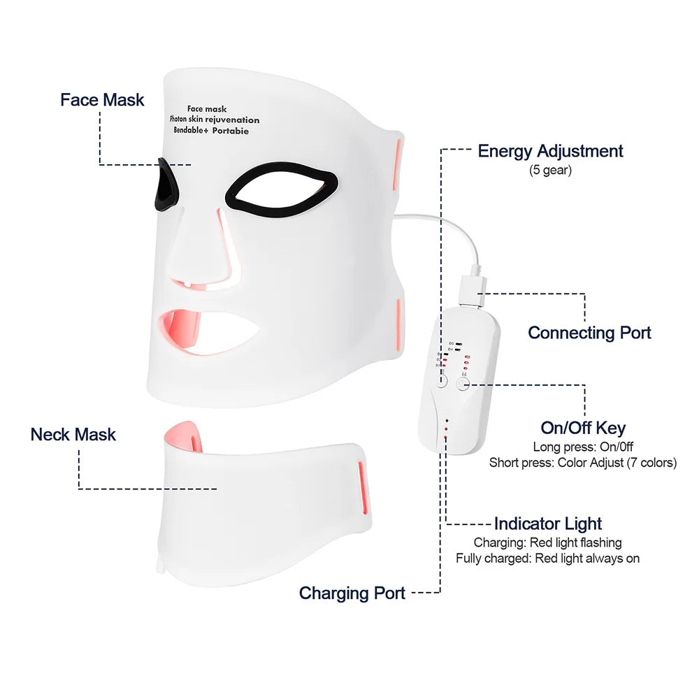 Silicone LED Mask with Neck Therapy
