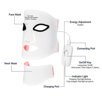 Silicone LED Mask with Neck Therapy