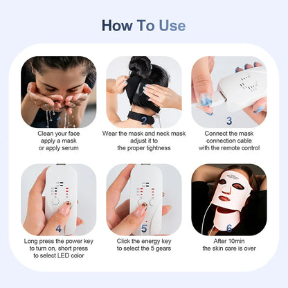 Silicone LED Mask with Neck Therapy