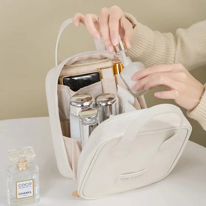 Portable cosmetic storage bag PU leather