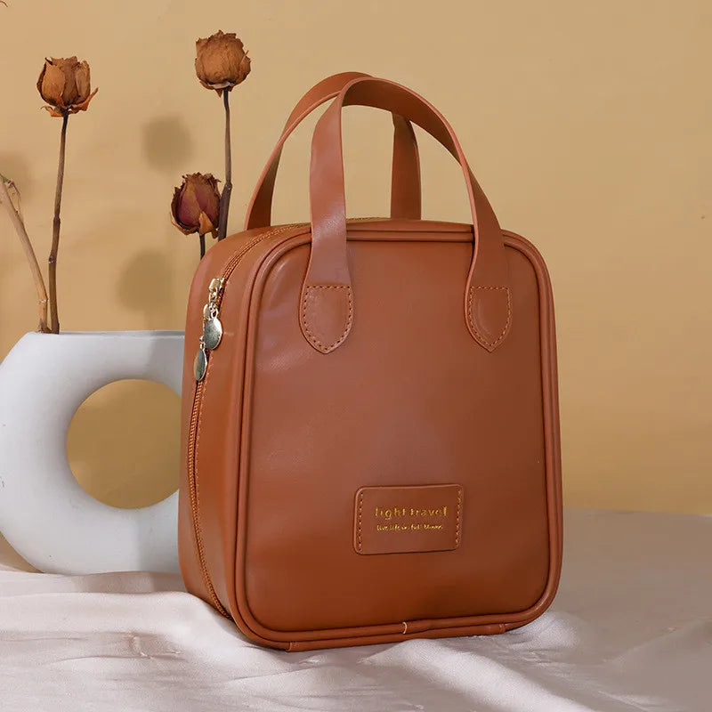 Portable cosmetic storage bag PU leather