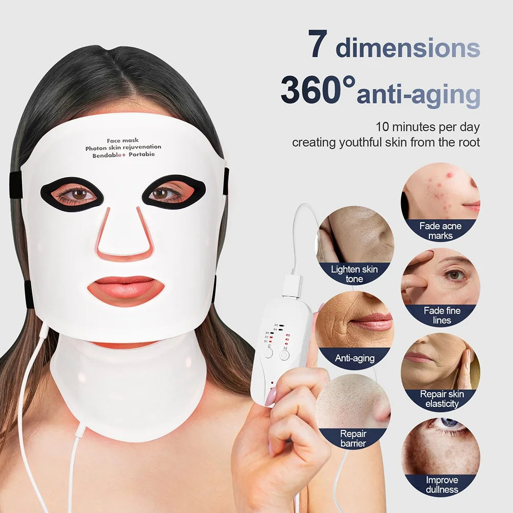 Silicone LED Mask with Neck Therapy