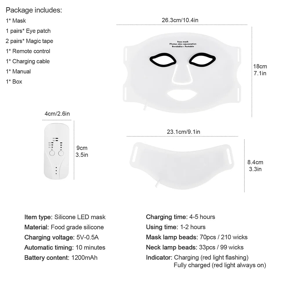 Silicone LED Mask with Neck Therapy