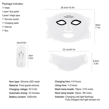 Silicone LED Mask with Neck Therapy