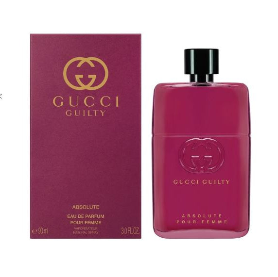 Gucci Guilty Absolute pour Femme perfume bottle and packaging on a white background