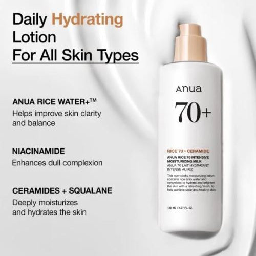 Anua Rice 70+ Ceramide Intensive Moisture Cleanser 150ml