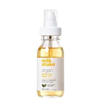 Bottle of milk shake argan oil spray on a white background