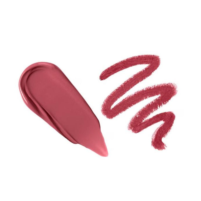 Lipstick with a swatch on a white background