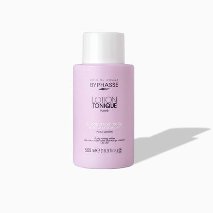 Pink bottle of Byphasse Lotion Tonique on a white background