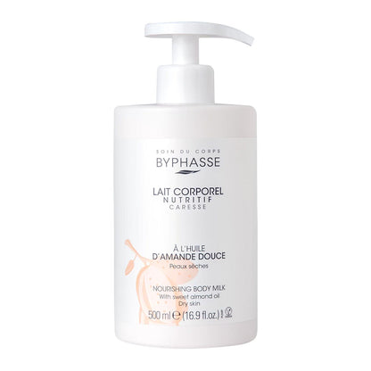Byphasse nourishing body milk bottle on a white background