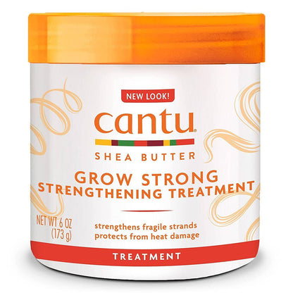 Cantu Shea Butter Grow Strong Strengthening Treatment jar on a white background