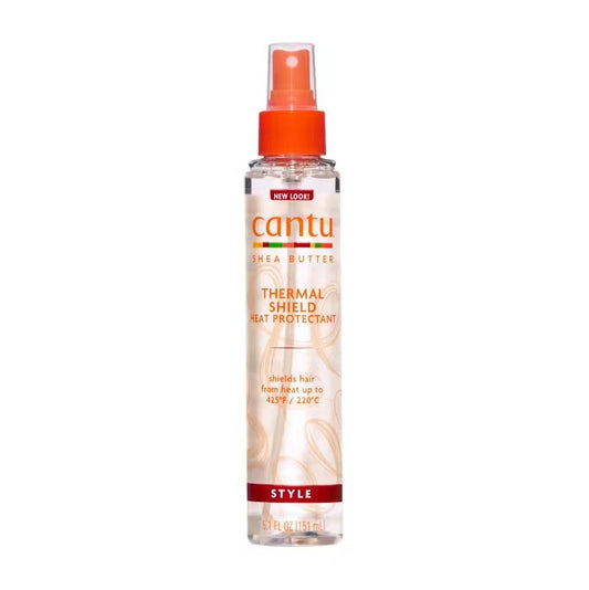 Cantu thermal shield heat protectant spray bottle on a white background