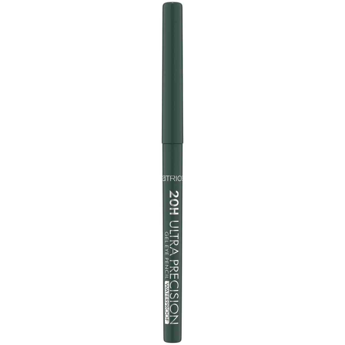 Green eyeliner pencil with brand name on a white background