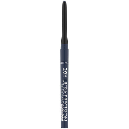 Eyebrow pencil with black tip and blue body on a white background