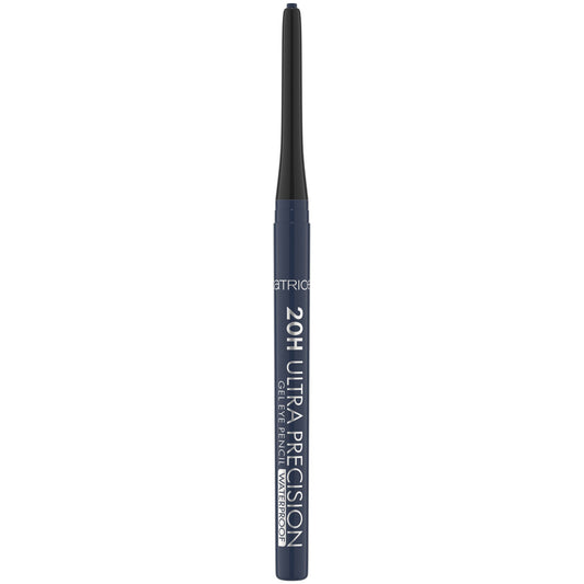Eyebrow pencil with black tip and blue body on a white background