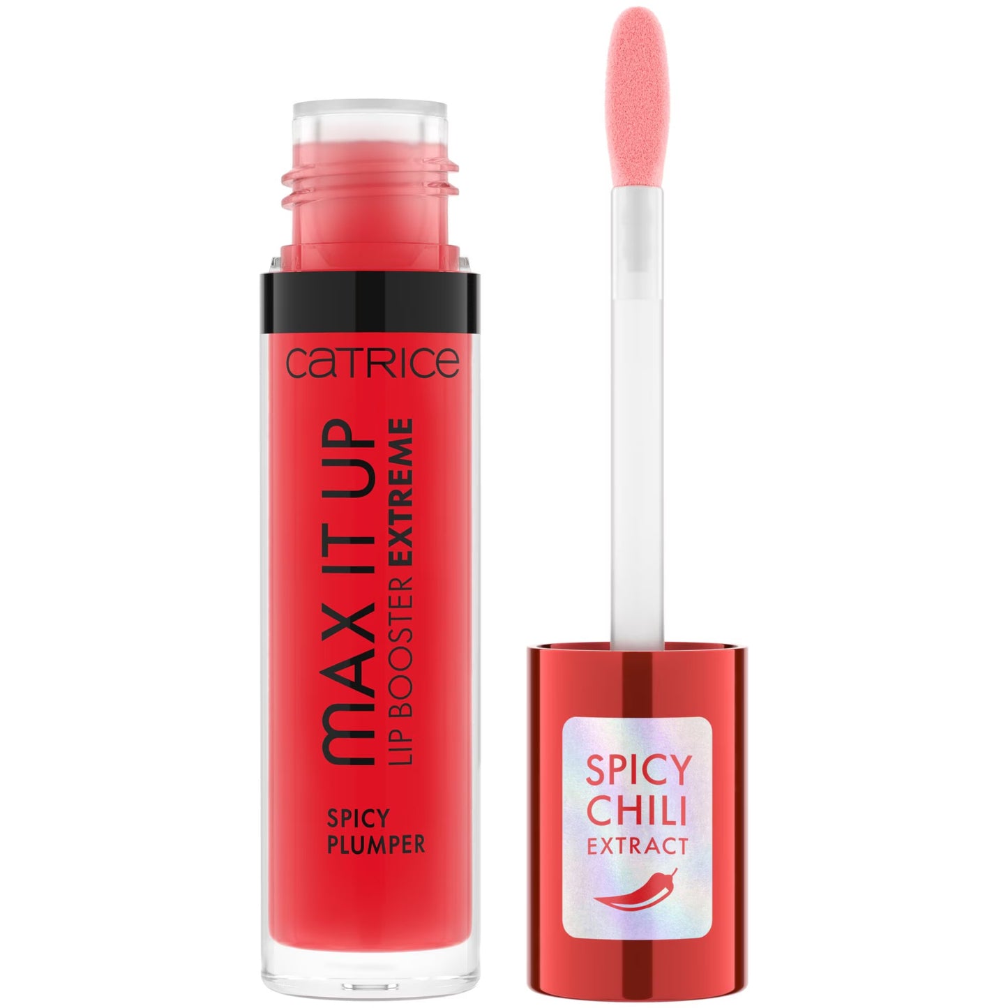 Catrice Max It Up Lip Booster Extreme Spicy Plumper with applicator on a white background