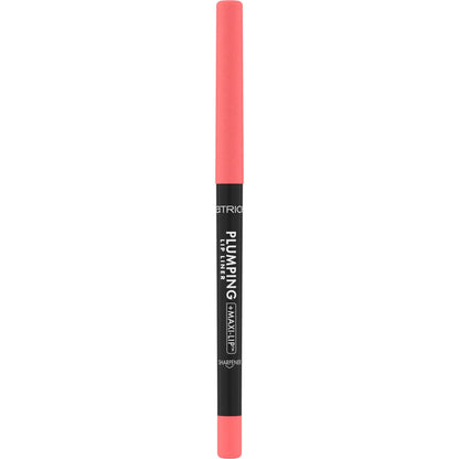Pink lip liner pencil with black cap on a white background