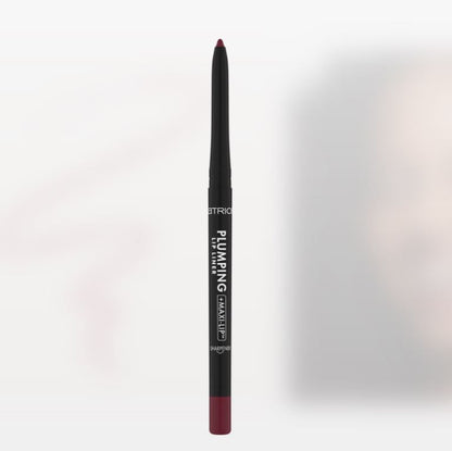 Lip liner pencil with brand name on a gradient white background