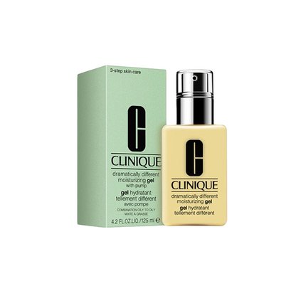 Clinique moisturizing gel bottle and packaging on a white background