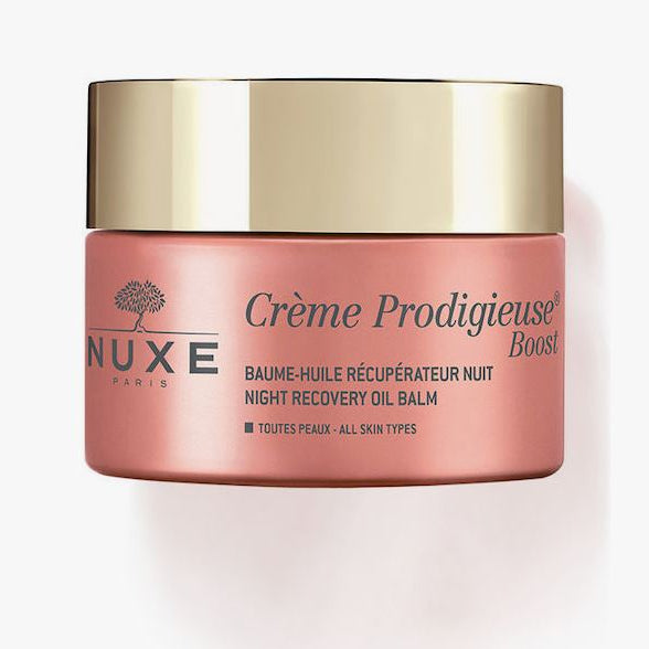 Nuxe Crème Prodigieuse Boost jar with gold lid on a white background
