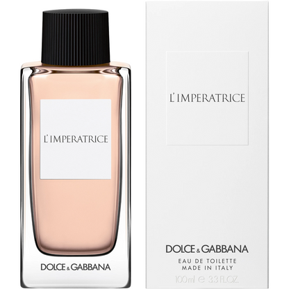 Dolce & Gabbana L'Imperatrice perfume bottle and packaging on a white background