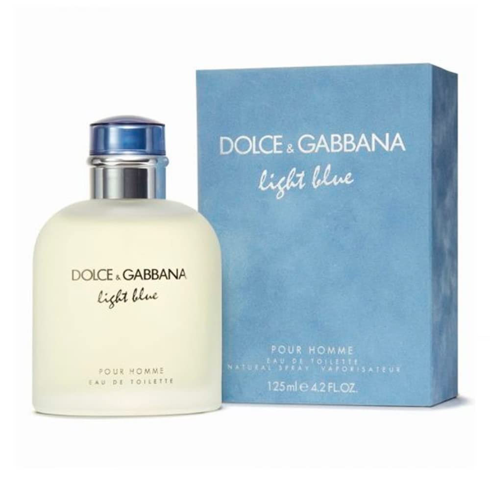Dolce & Gabbana Light Blue perfume bottle and packaging on a white background