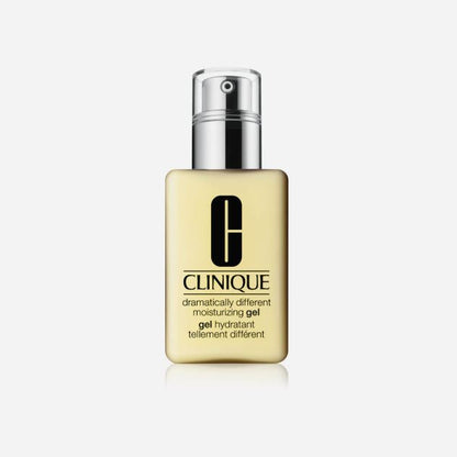 Clinique moisturizing gel bottle on a white background