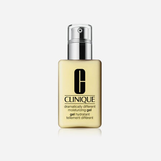 Clinique moisturizing gel bottle on a white background