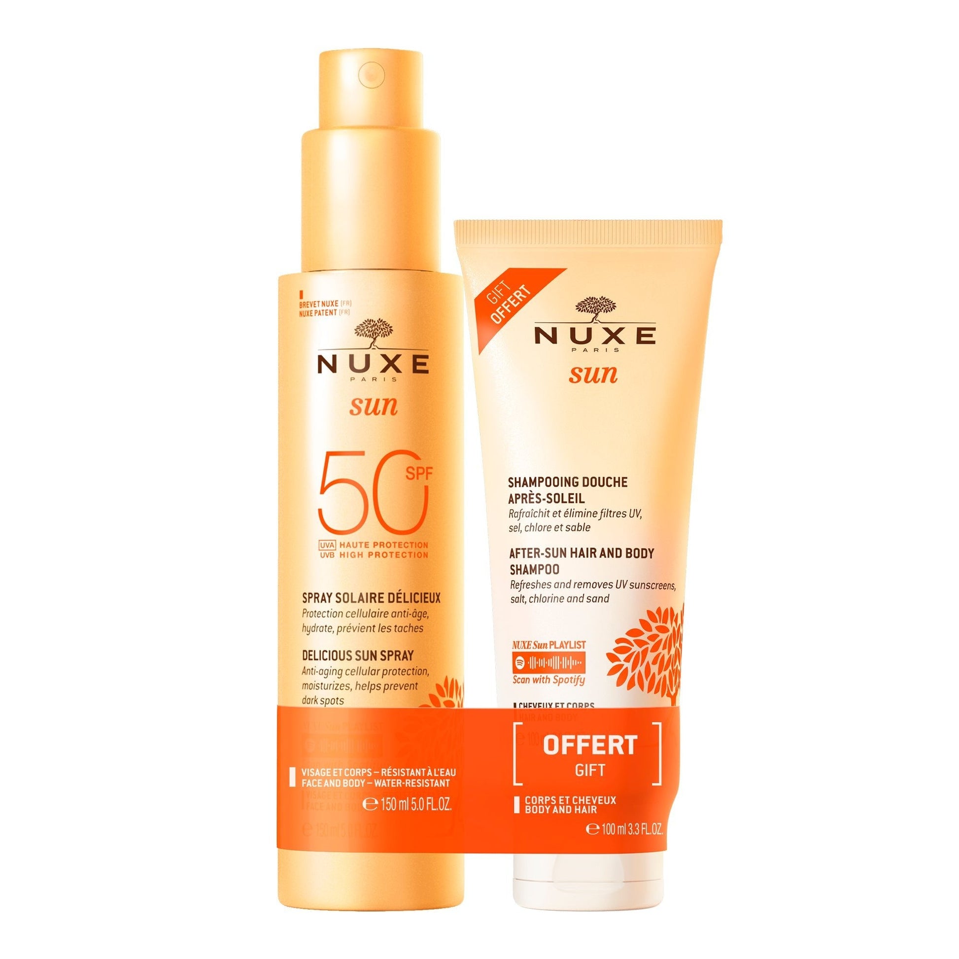 Nuxe Sun SPF50 Spray and After-Sun Shampoo Set at Pink Velvet